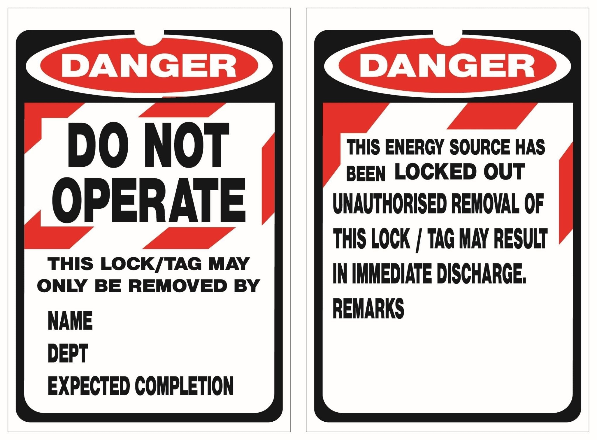 Isolock Lockout Tag - Danger Do Not Operate - Pk/25 Tags - NZ Packaging