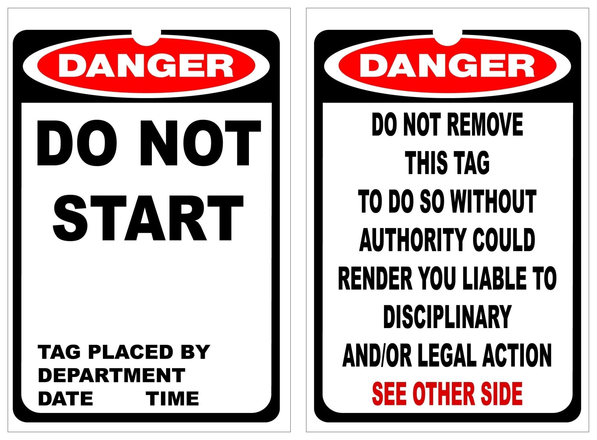 Isolock Lockout Tag - Danger Do Not Start - Pk/25 Tags - NZ Packaging
