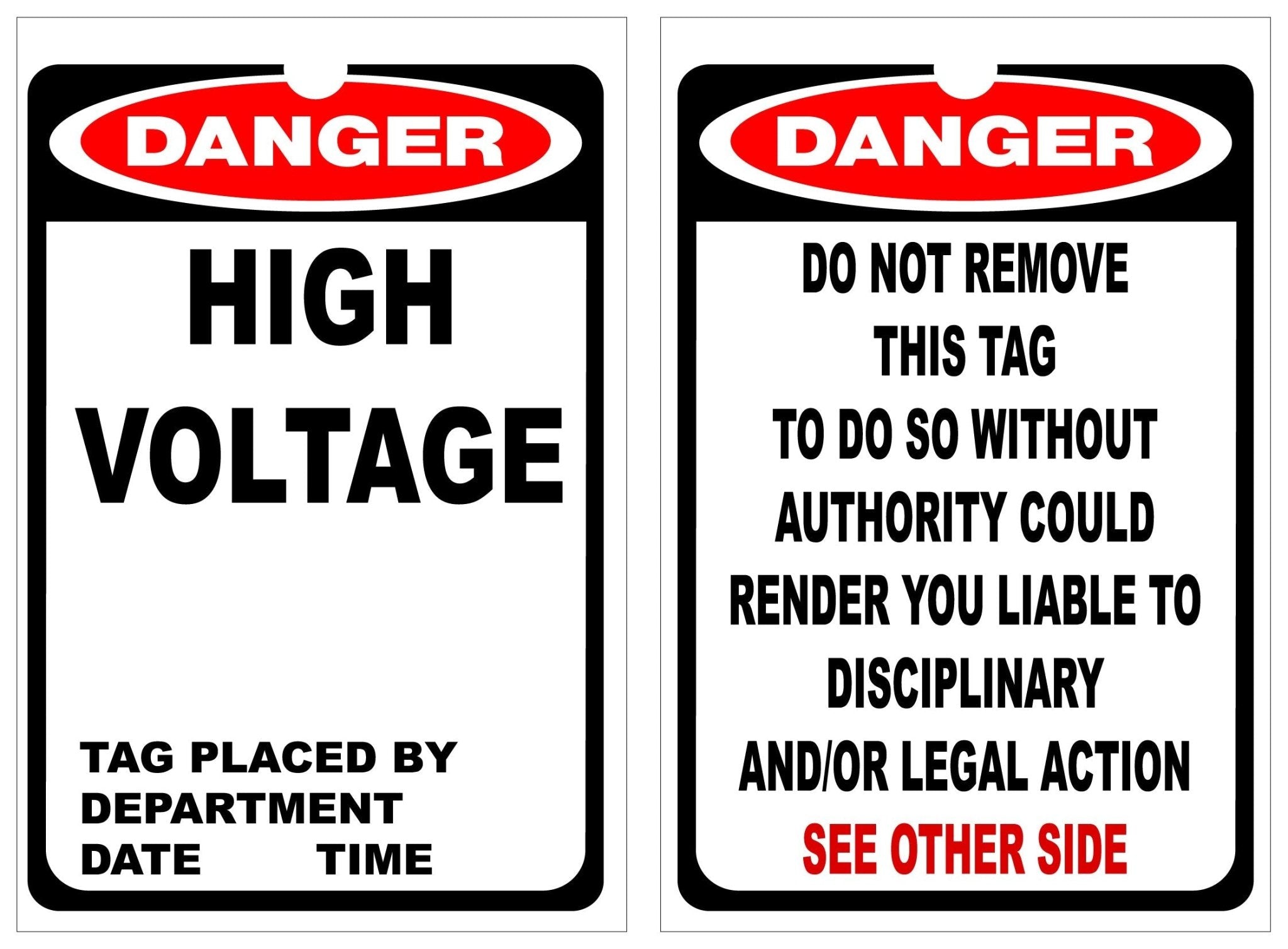 Isolock Lockout Tag - Danger High Voltage - Pk/25 Tags - NZ Packaging