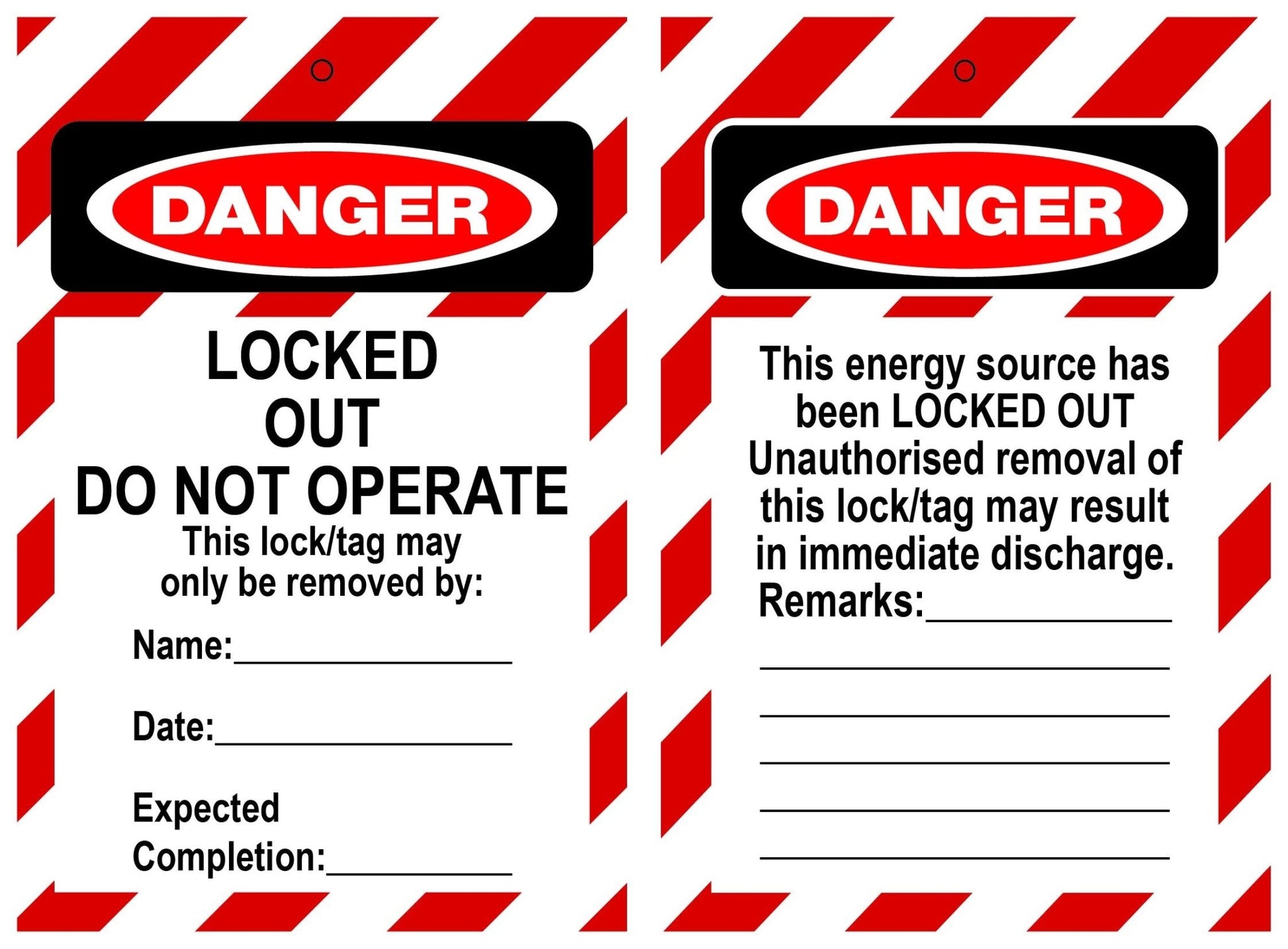 Isolock Lockout Tag - Danger Locked Out Do Not Operate - Pk/25 Tags - NZ Packaging