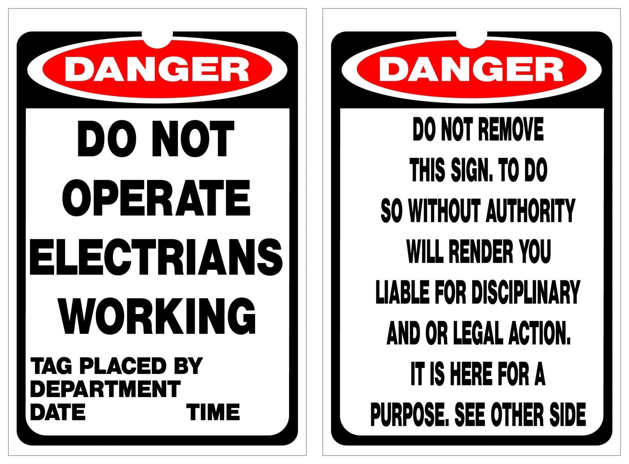 Isolock Lockout Tag - Do Not Operate Electricians Working- Pk/25 Tags - NZ Packaging