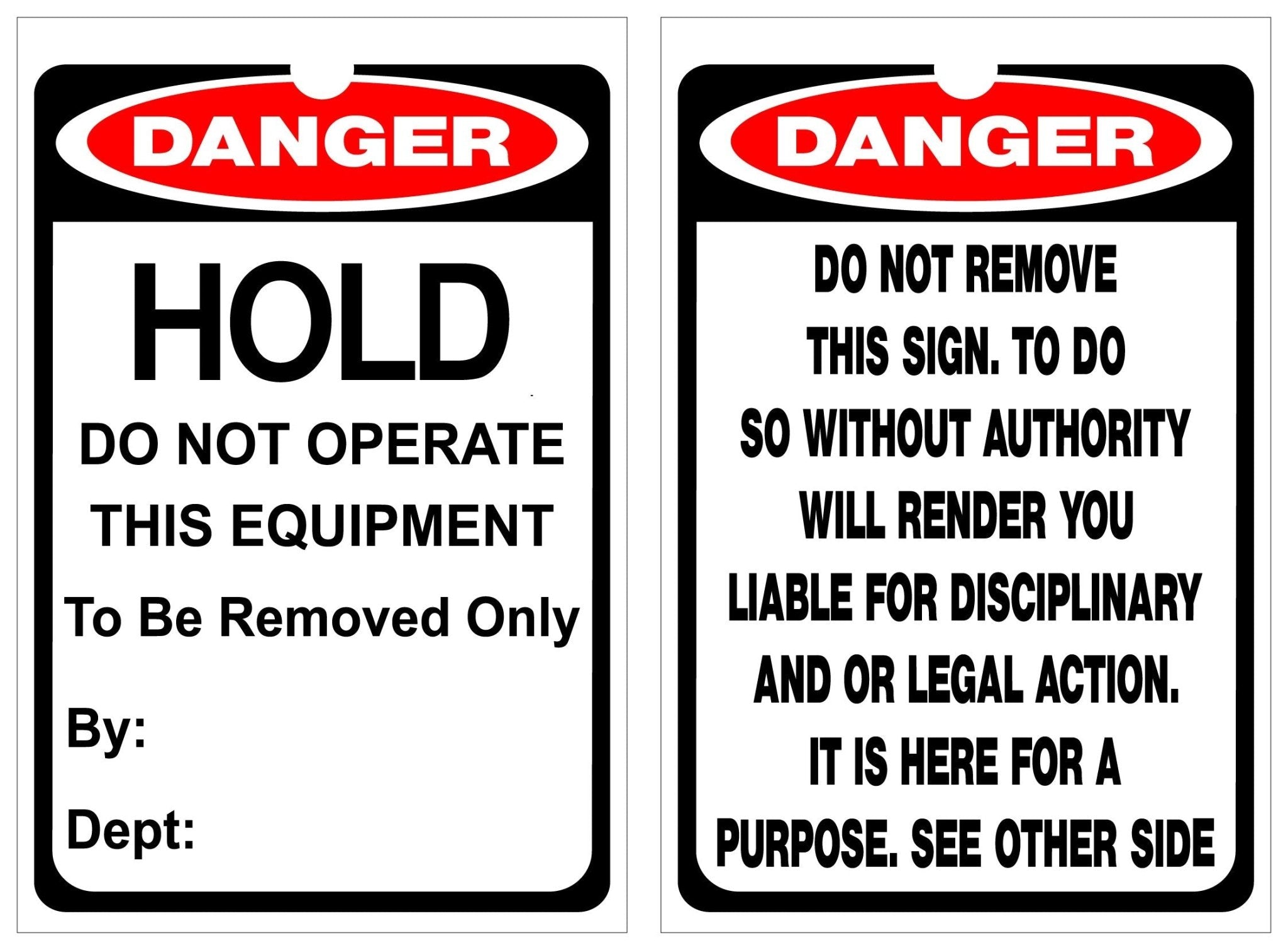 Isolock Lockout Tag - Hold Do Not Operate This Equipment - Pk/25 Tags - NZ Packaging
