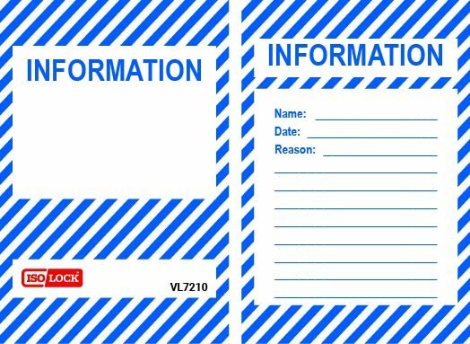 Isolock Lockout Tag - Information - Pk/25 Tags - NZ Packaging