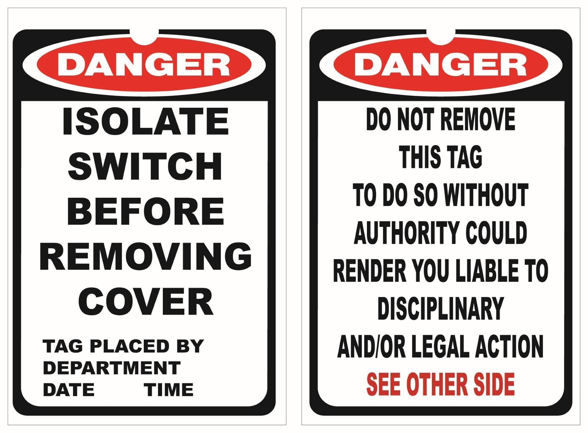 Isolock Lockout Tag - Isolate Switch Before Operation- Pk/25 Tags - NZ Packaging