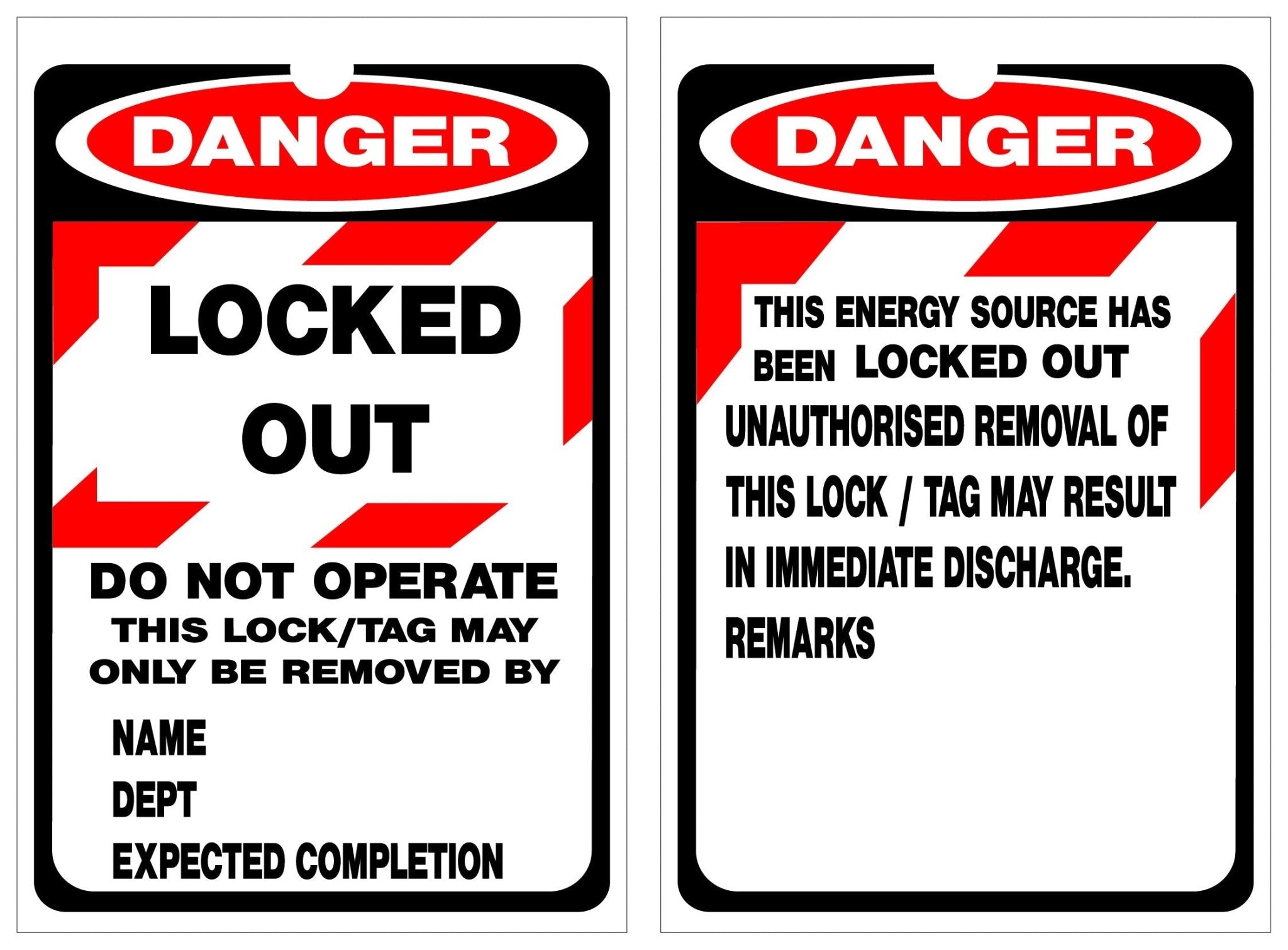 Isolock Lockout Tag - Locked Out - This Energy Source - Pk/25 Tags - NZ Packaging