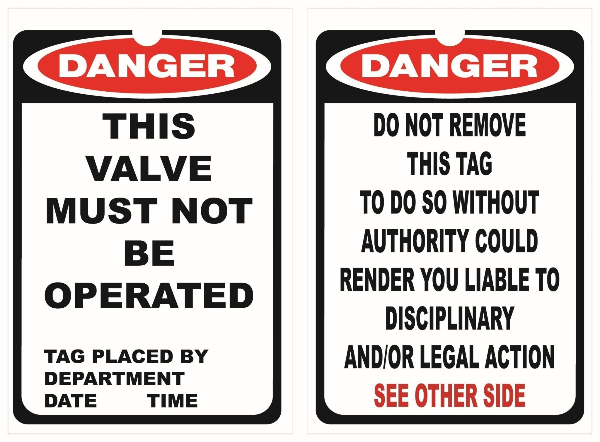 Isolock Lockout Tag - This Valve Must Not Be Operated- Pk/25 Tags - NZ Packaging