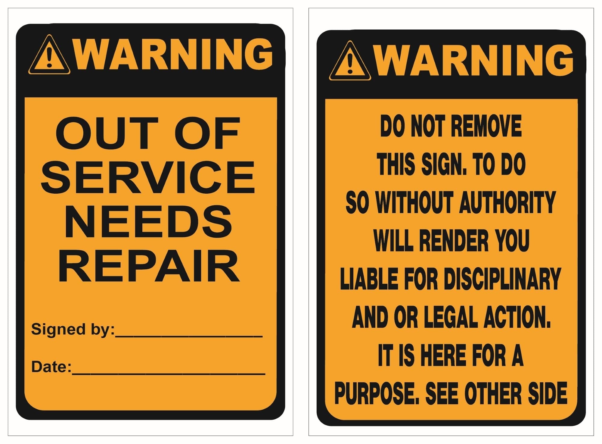 Isolock Lockout Tag - Warning Out Of Service Needs Repair- Pk/25 Tags - NZ Packaging