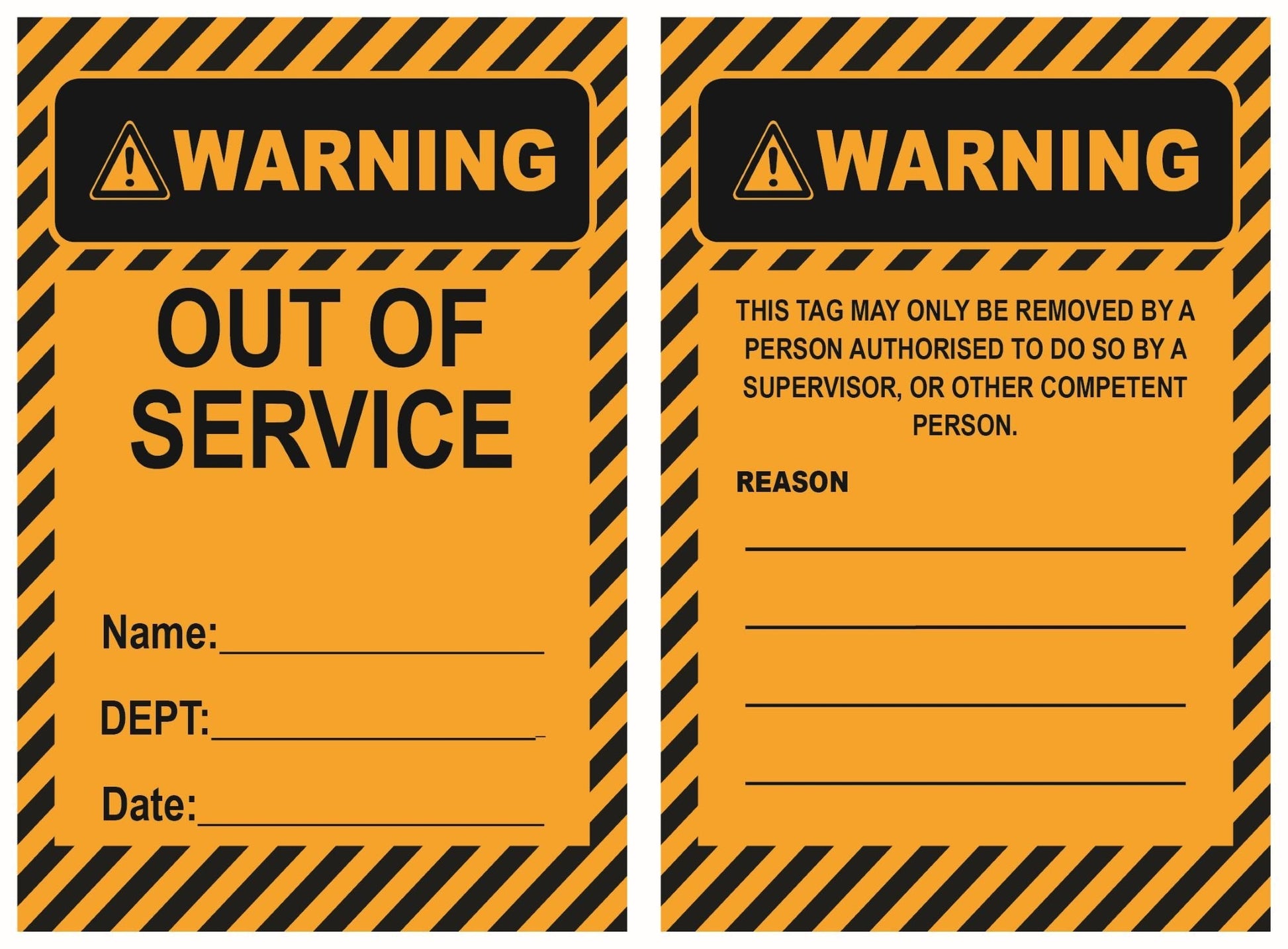 Isolock Lockout Tag - Warning Out Of Service - Pk/25 Tags - NZ Packaging
