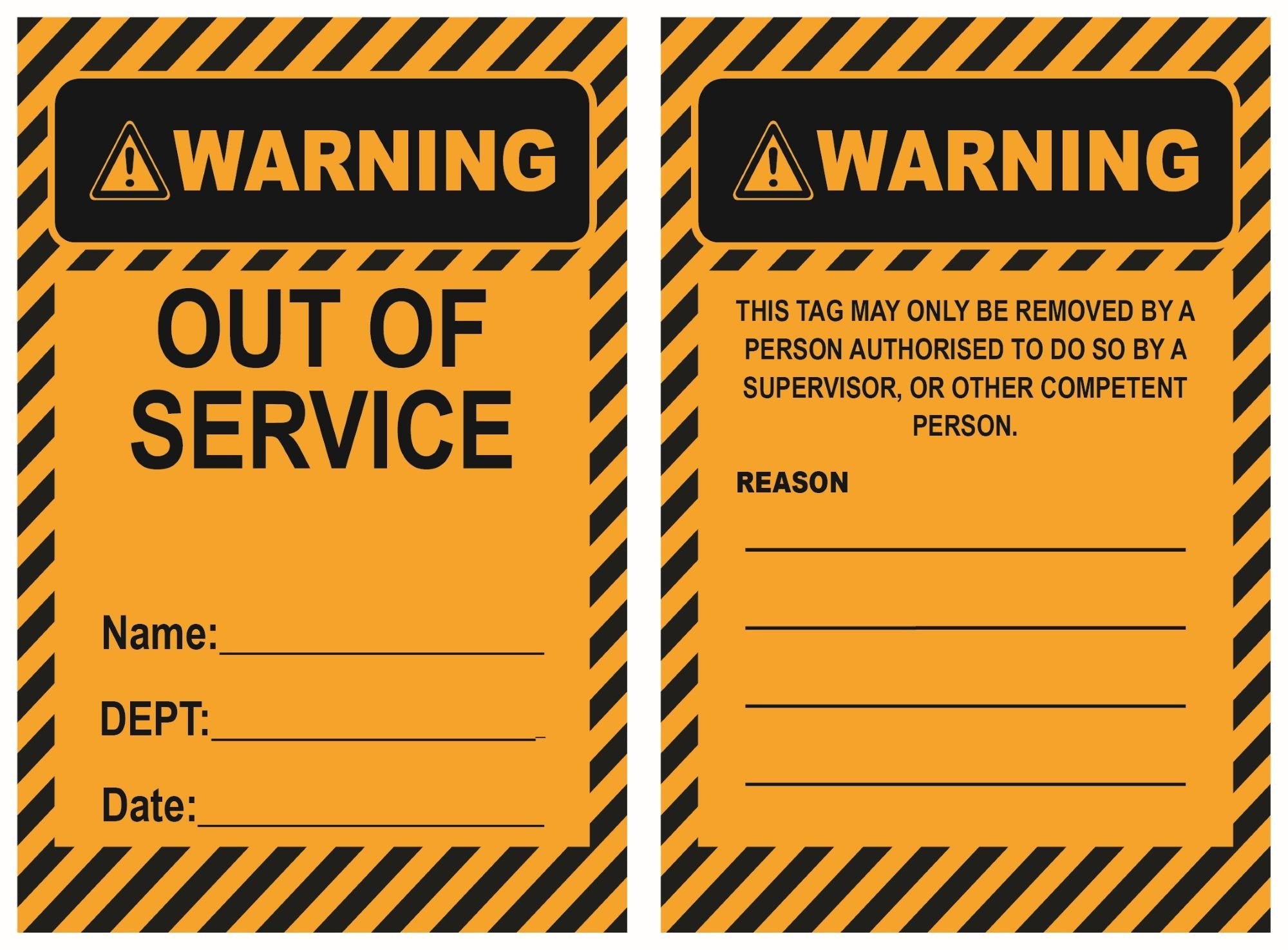 Isolock Lockout Tag - Warning Out Of Service - Pk/25 Tags - NZ Packaging