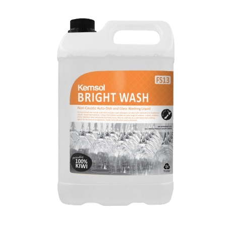 Kemsol Bright Wash Non - Caustic Auto - Dish and Glass Washing Liquid 5L - NZ Packaging
