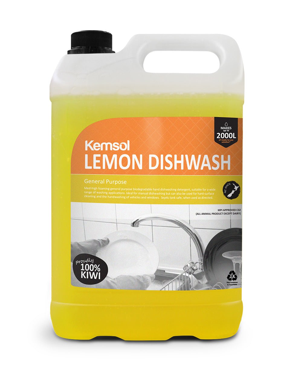 Kemsol Lemon Dishwash General Purpose Detergent - NZ Packaging