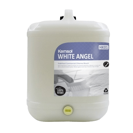 Kemsol White Angel Stabilised Commercial Chlorine Bleach 20L - NZ Packaging