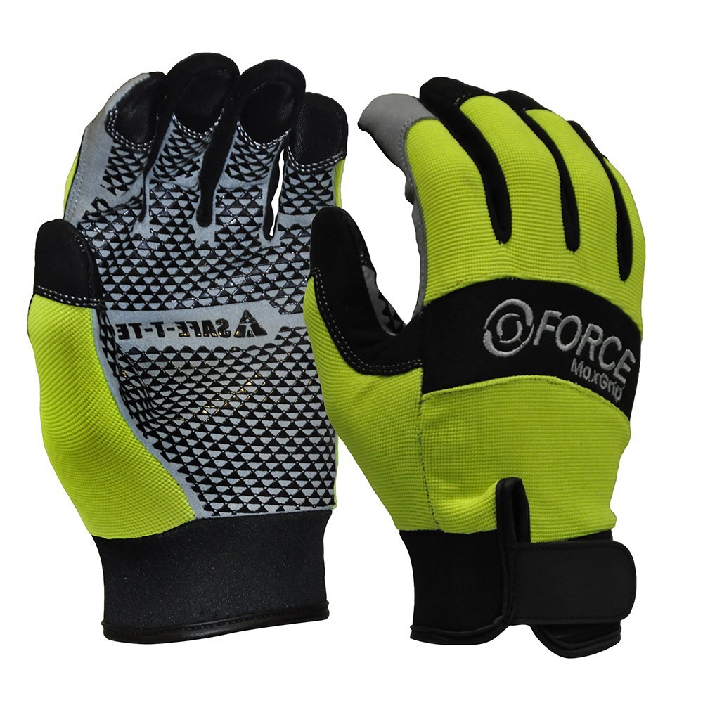 Mechanics Gloves Silicone Grip, Fluoro - NZ Packaging