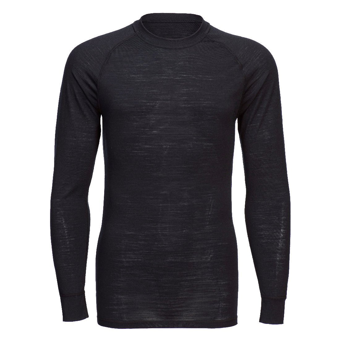 Merino Wool Crewneck Baselayer Top, Black - NZ Packaging