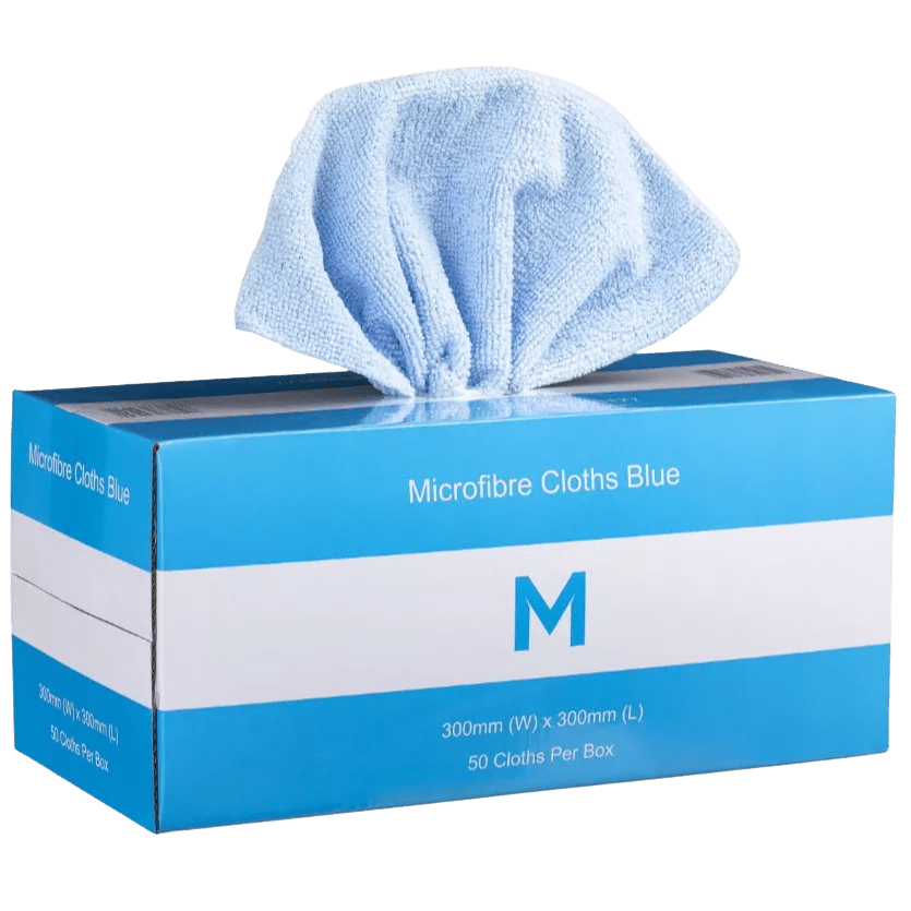 Microfibre Cloths Dispenser Box, Blue, 300mm x 300mm (50) - NZ Packaging