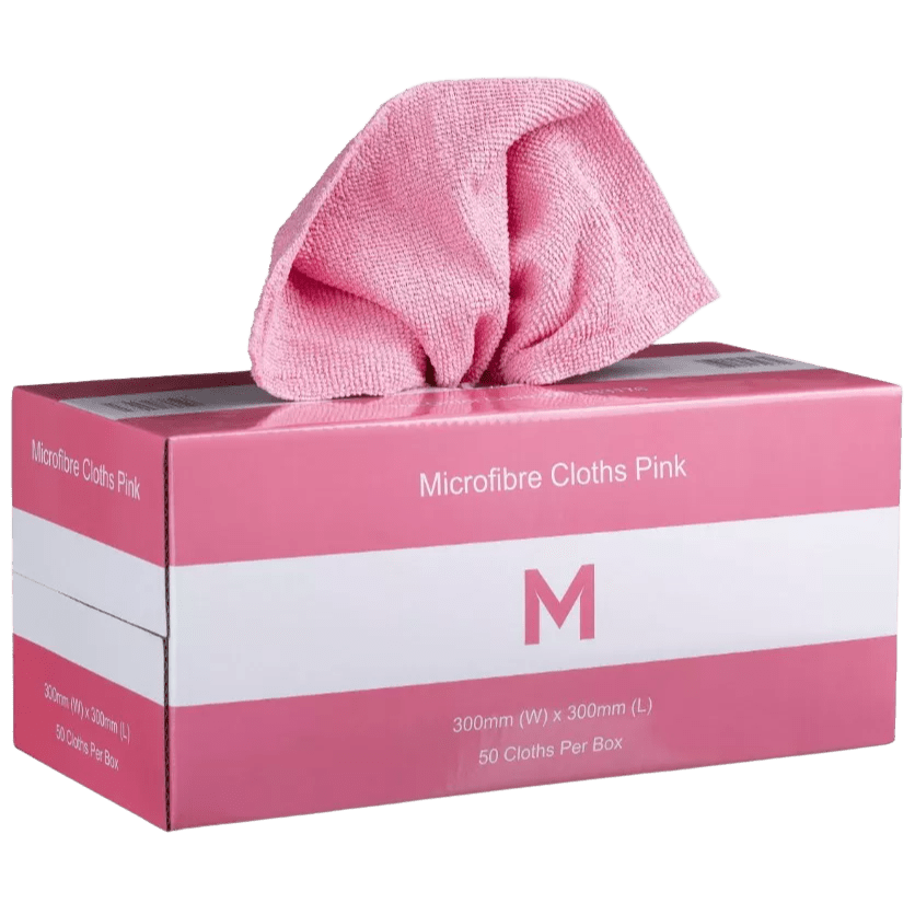 Microfibre Cloths Dispenser Box, Pink.300mm x 300mm (50) - NZ Packaging