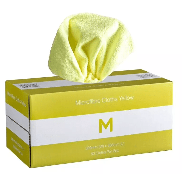 Microfibre Cloths Dispenser Box, Yellow, 300mm x 300mm (50) - NZ Packaging