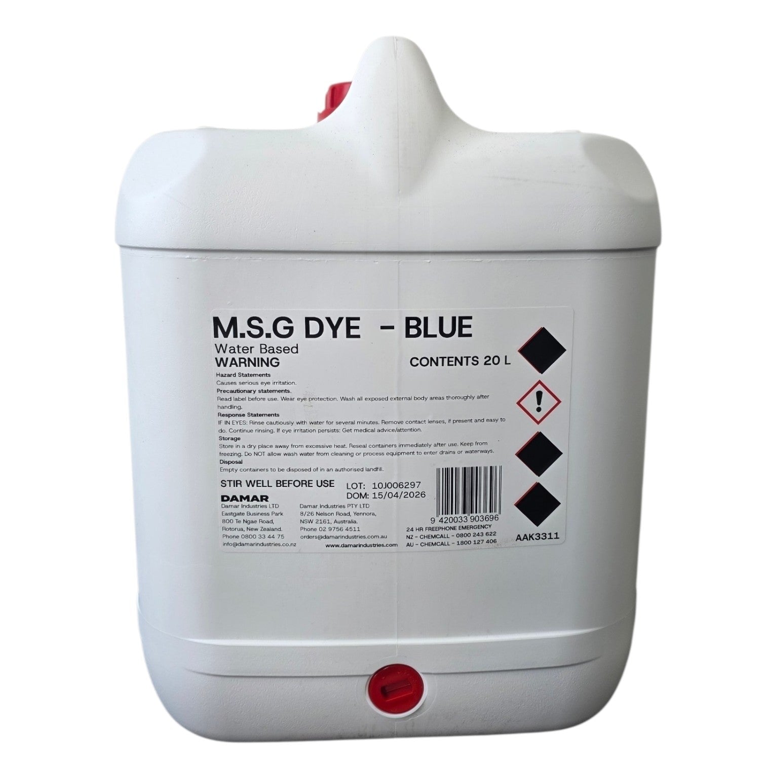 MSG Dye, Water Based, 20L - NZ Packaging