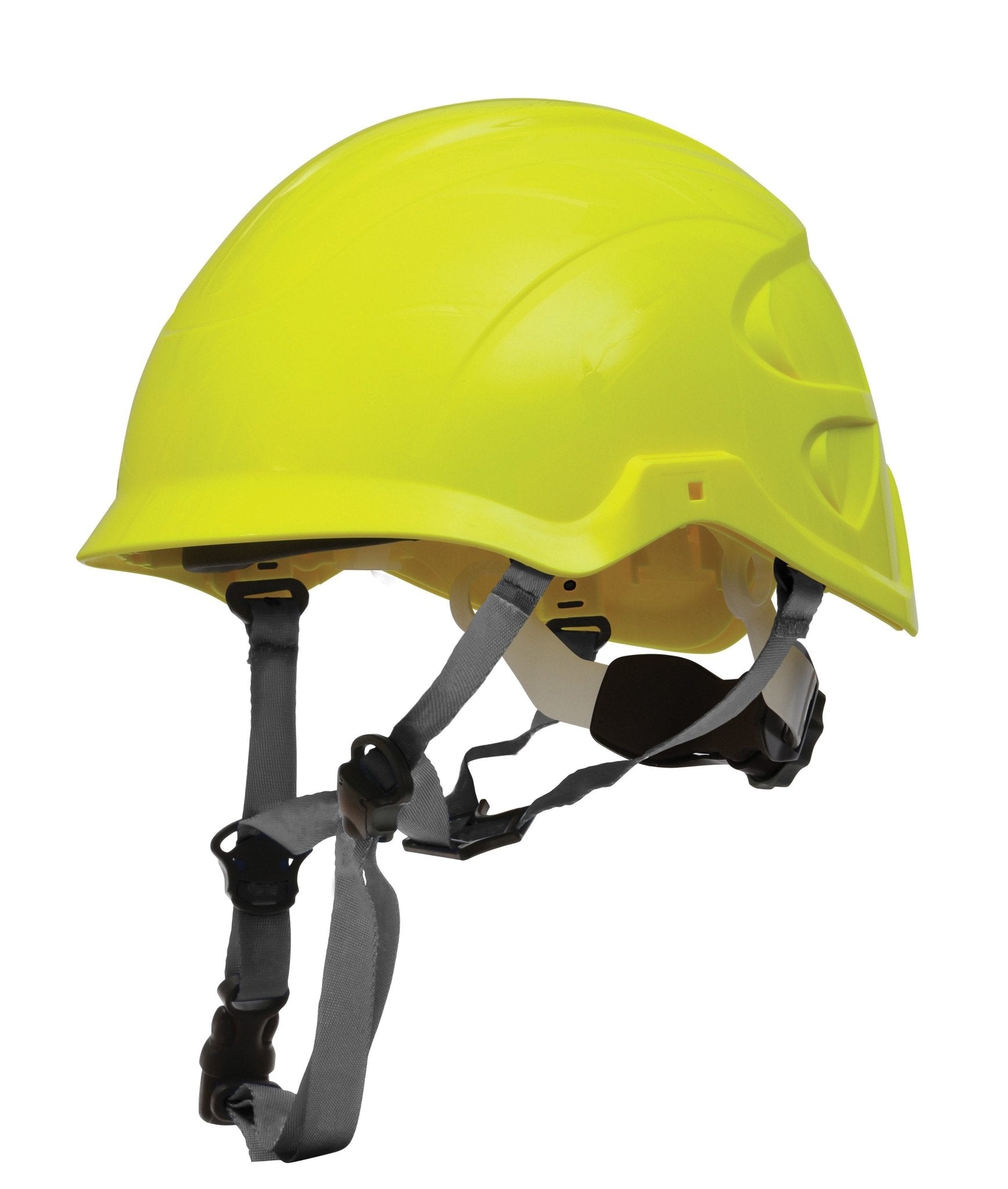 Nexus Heightmaster Hivis Yellow Ratchet Adj Vented Helmet + 4 Point Chin Strap + Impact Liner - NZ Packaging