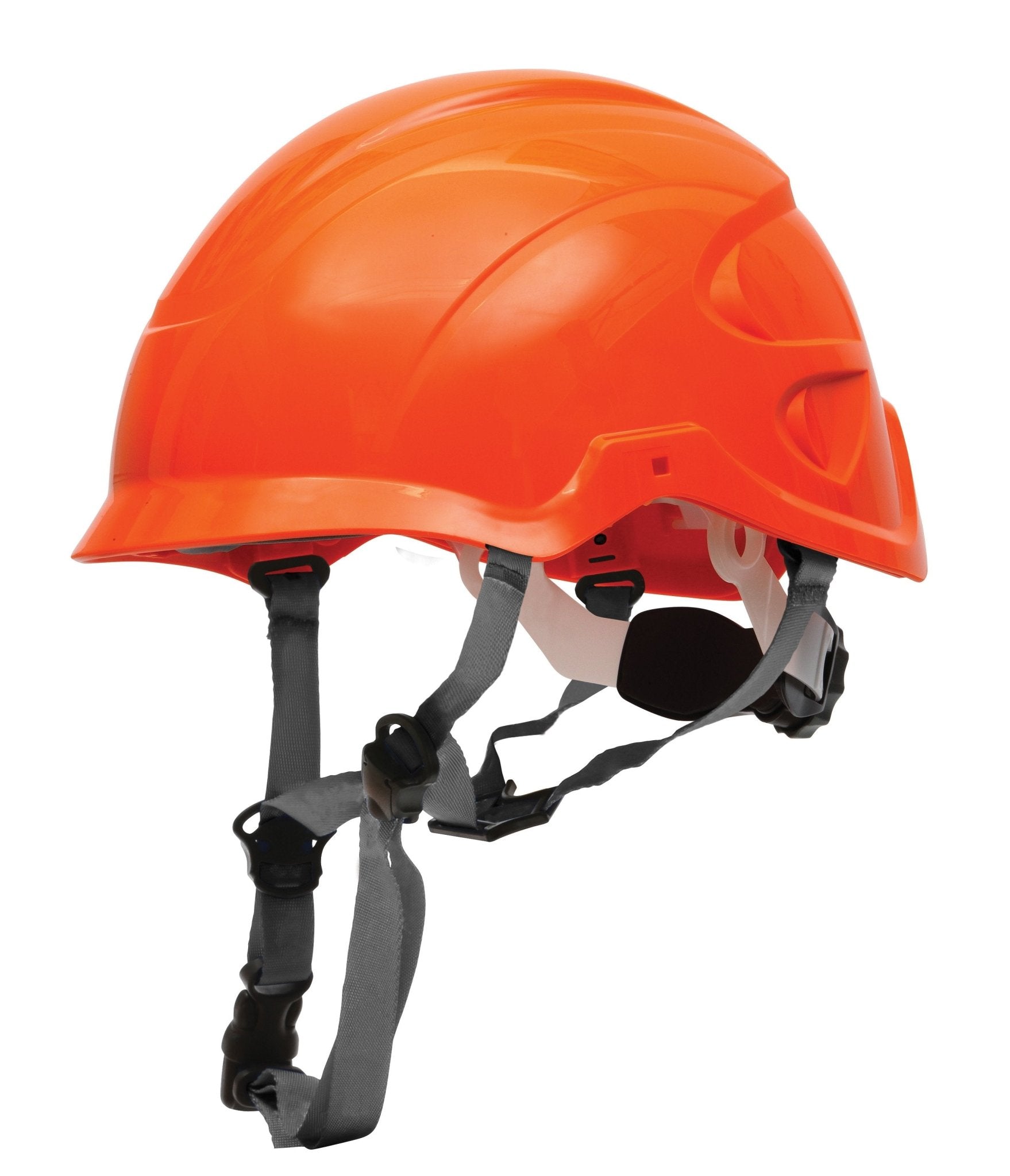 Nexus Heightmaster Orange Ratchet Adj Vented Helmet + 4 Point Chin Strap + Impact Liner - NZ Packaging