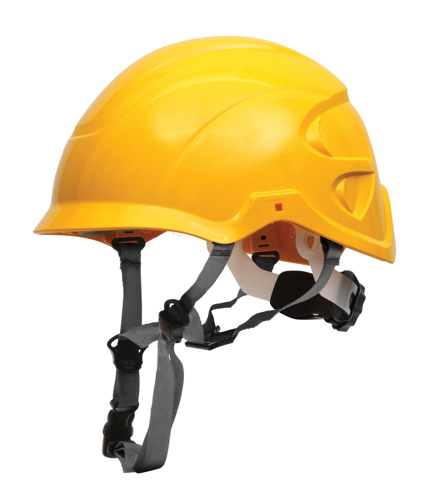 Nexus Heightmaster Yellow Ratchet Adj Vented Helmet + 4 Point Chin Strap + Impact Liner - NZ Packaging