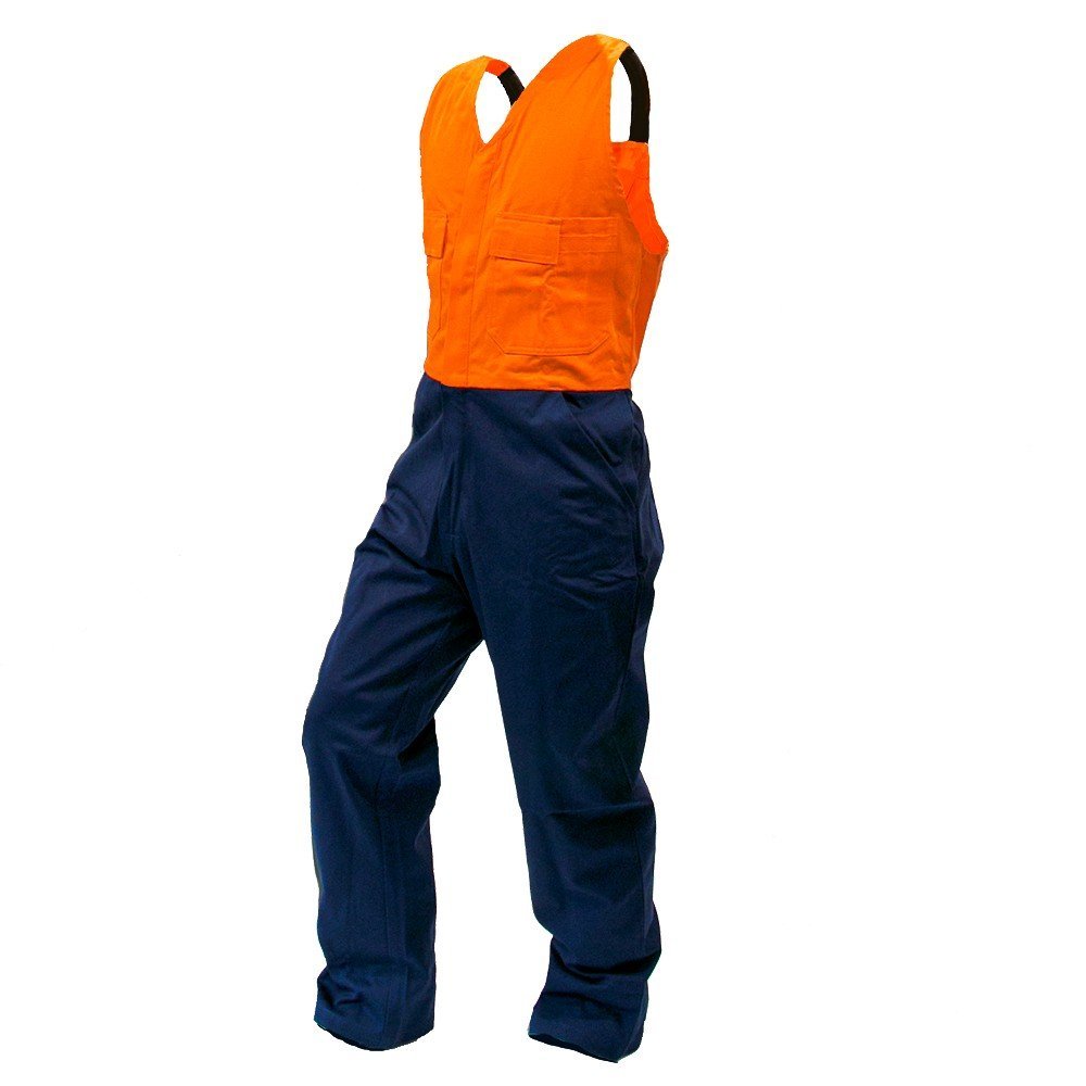 Overall Action Bib, 300gsm Cotton, Orange/Navy, Do - NZ Packaging