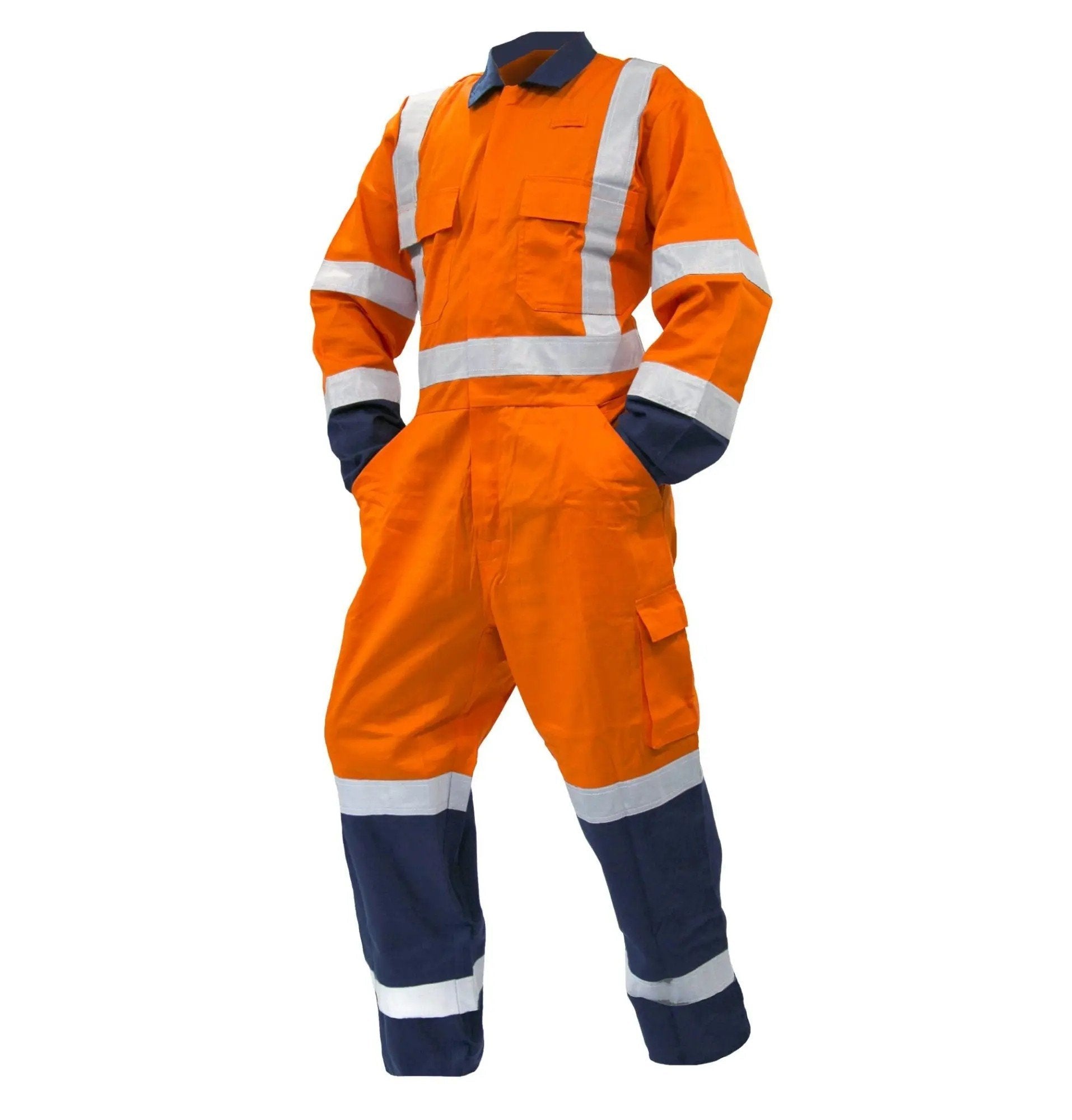 Overall Ls, 200gsm Ripstop, Orange/Navy Ttmc-W - NZ Packaging