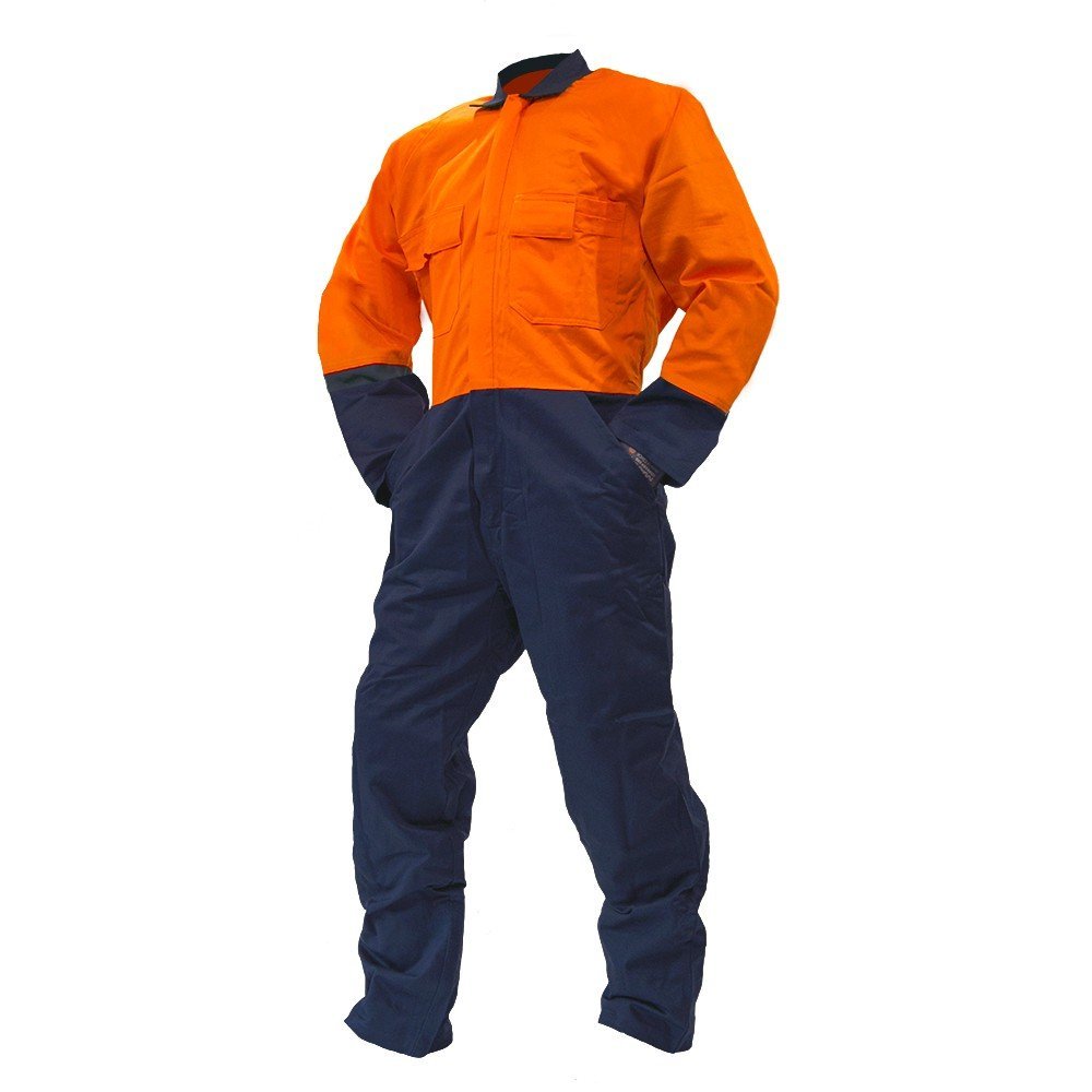 Overall Ls, 300gsm Cotton, Orange/Navy Do - NZ Packaging