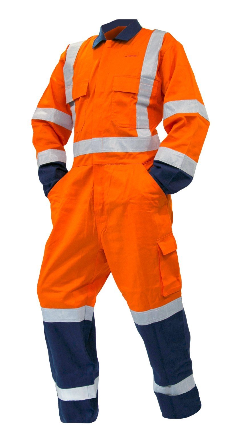 Overall Ls, 300gsm Cotton, Orange/Navy Ttmc-W , Si - NZ Packaging