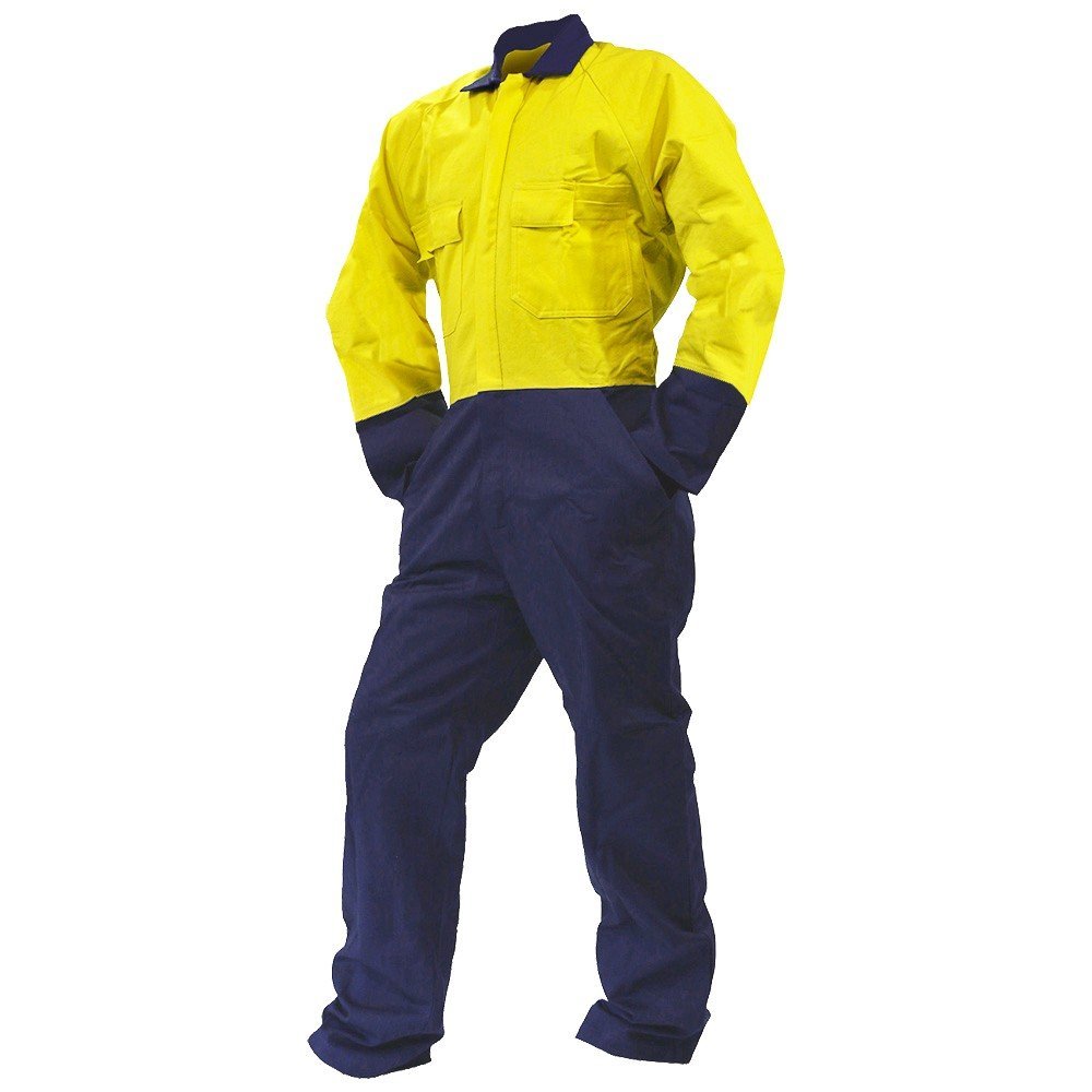 Overall Ls, 300gsm Cotton, Yellow/Navy Do - NZ Packaging