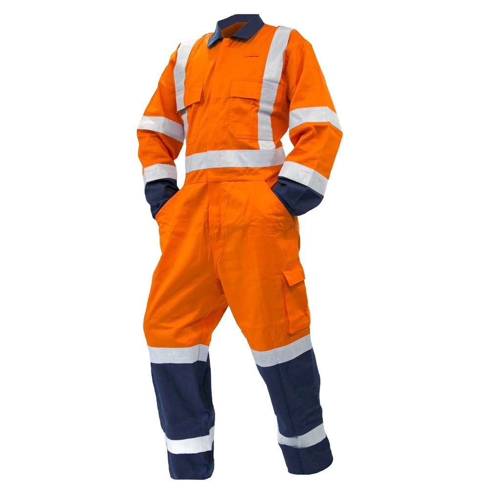 Overall Ls,240gsm Poly/Cotton, Orange/Navy Ttmc-W - NZ Packaging