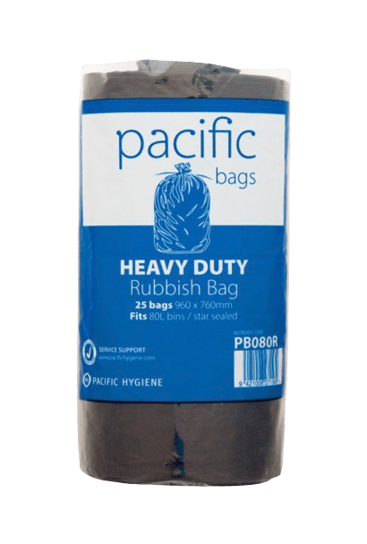 Pacific Black Garbage Bag, Black, 80L (25) - NZ Packaging