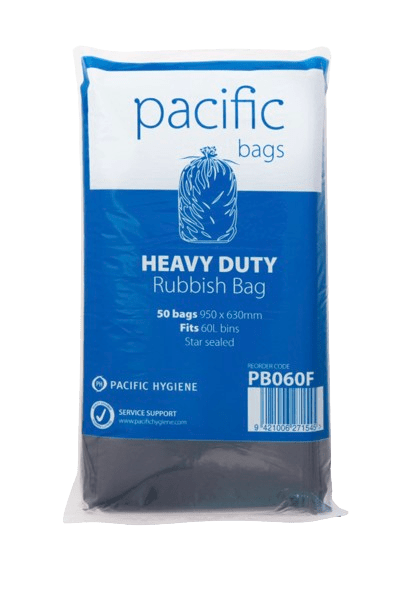 Pacific Garbage Bag, Black, 60L (50) - NZ Packaging