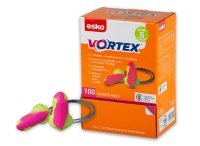 Pink/Yellow Vortex T-Shaped Class 5 Hi-Vis Corded Pu Earplug, Individually Packed Pairs, 100pr Box. - NZ Packaging