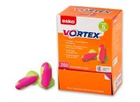 Pink/Yellow Vortex T-Shaped Class 5 Hi-Vis Uncorded Pu Earplug, Individually Packed Pairs, 200pr Box. - NZ Packaging