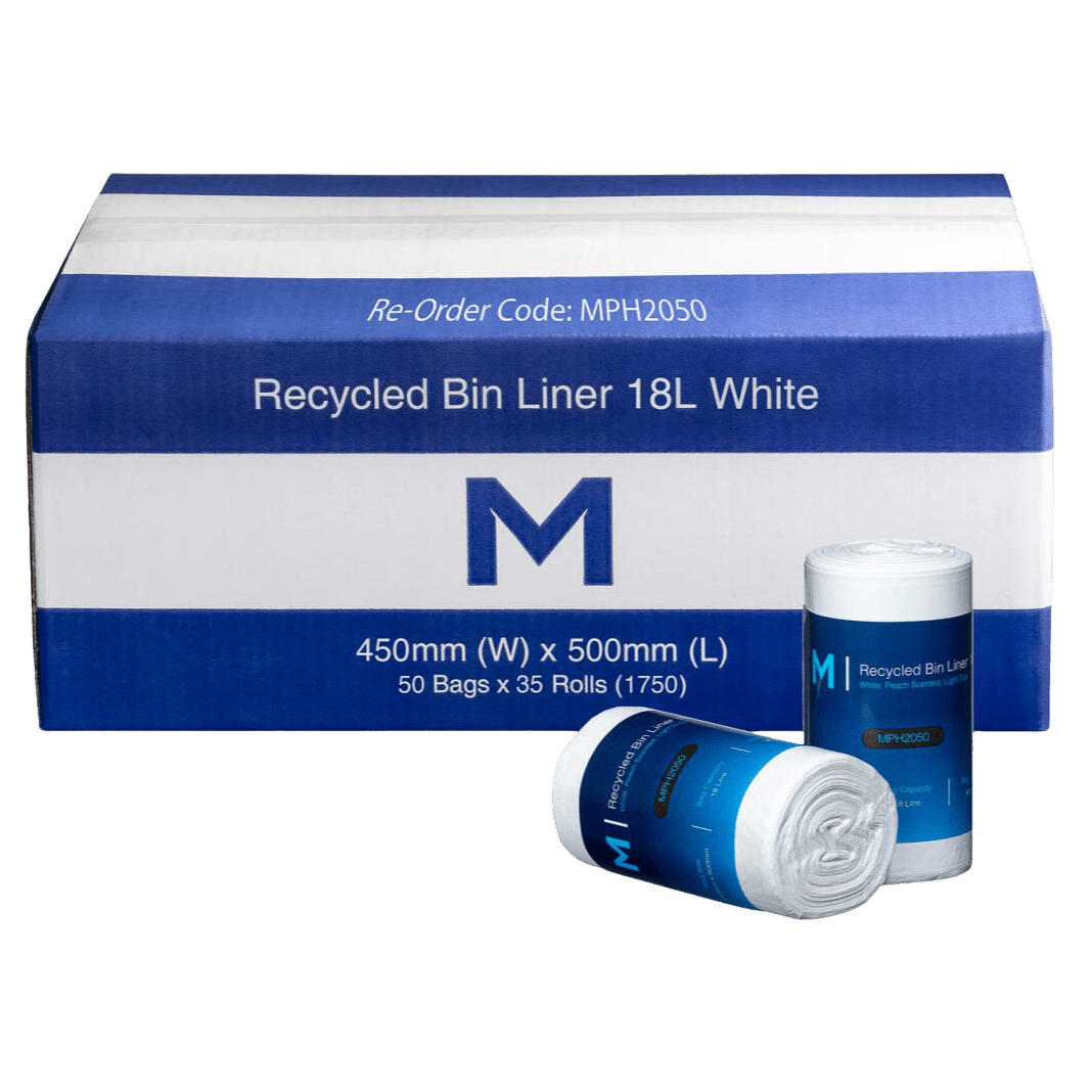 POR Recycled Bin Liner 18L - White, 450mm x 500mm x 15mu (50) - NZ Packaging