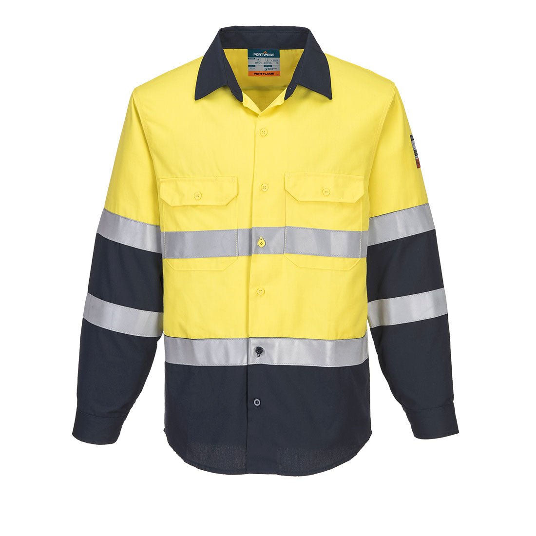 Portflame FR Class D/N Shirt, Yellow/Navy - NZ Packaging
