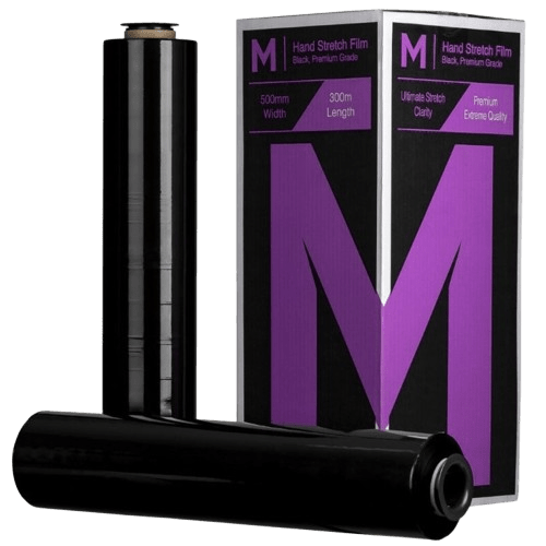 Premium Hand Pallet Wrap, Black, 500mm X 300m X 20mu (4) - NZ Packaging
