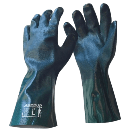 PVC Chemical Gauntlet Gloves, 35cm, Green - NZ Packaging