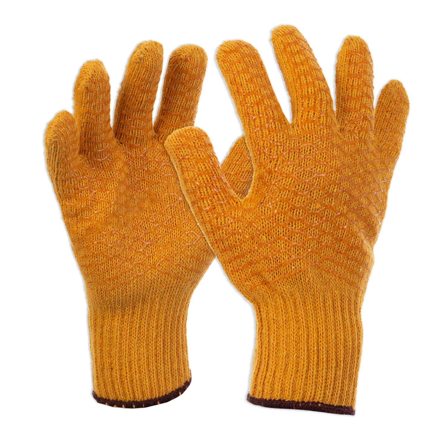 Pvc Glove Yellow Honeycomb Patterned, Specialty Coated Polycotton, Large - NZ Packaging