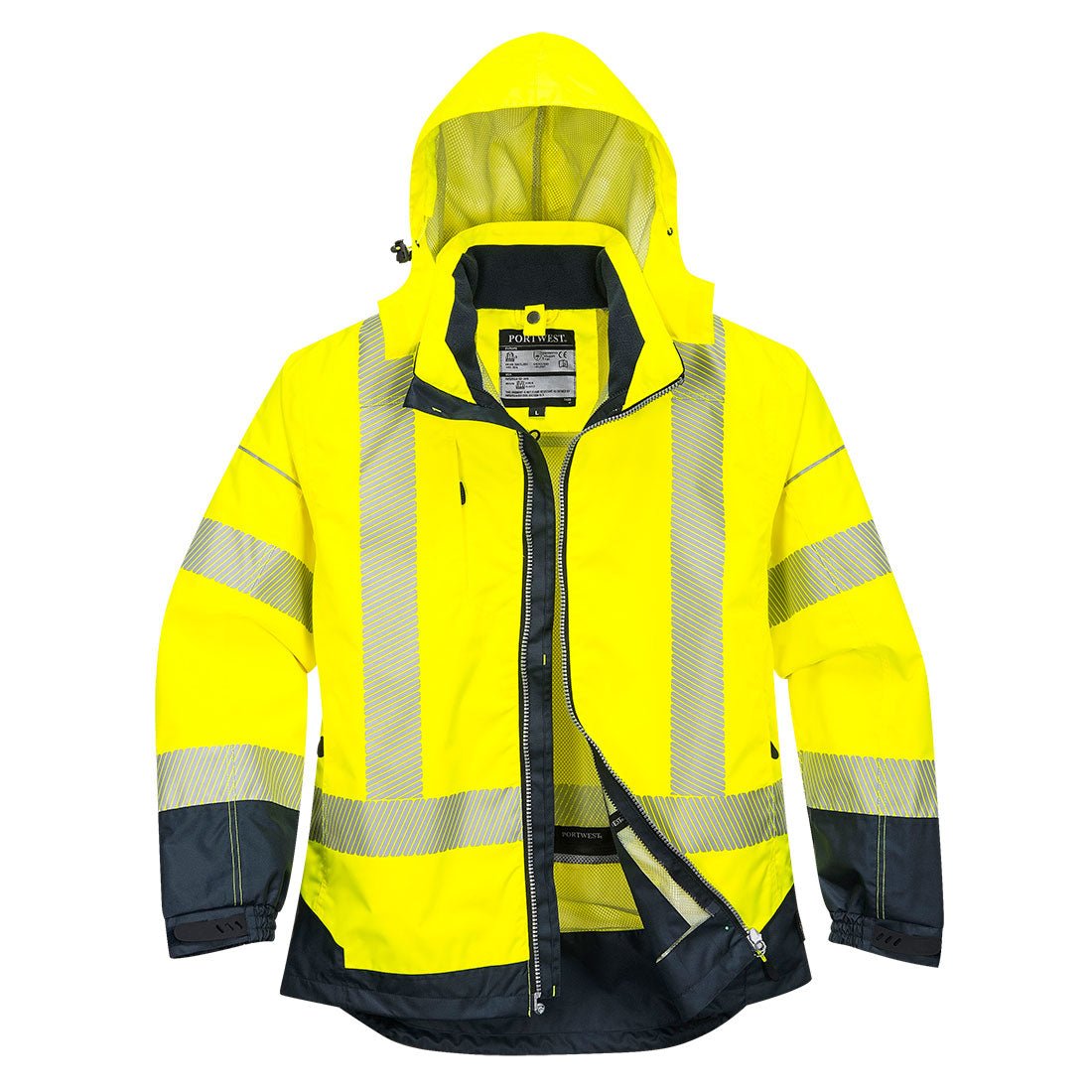 PW3 Hi-Vis Breathable Rain Jacket, Yellow/Navy - NZ Packaging