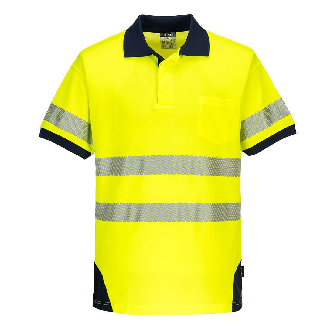 PW3 Hi-Vis Polo Shirt S/S, Yellow/Navy - NZ Packaging