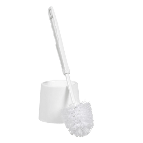 Radial Toilet Brush & Holder, White - NZ Packaging