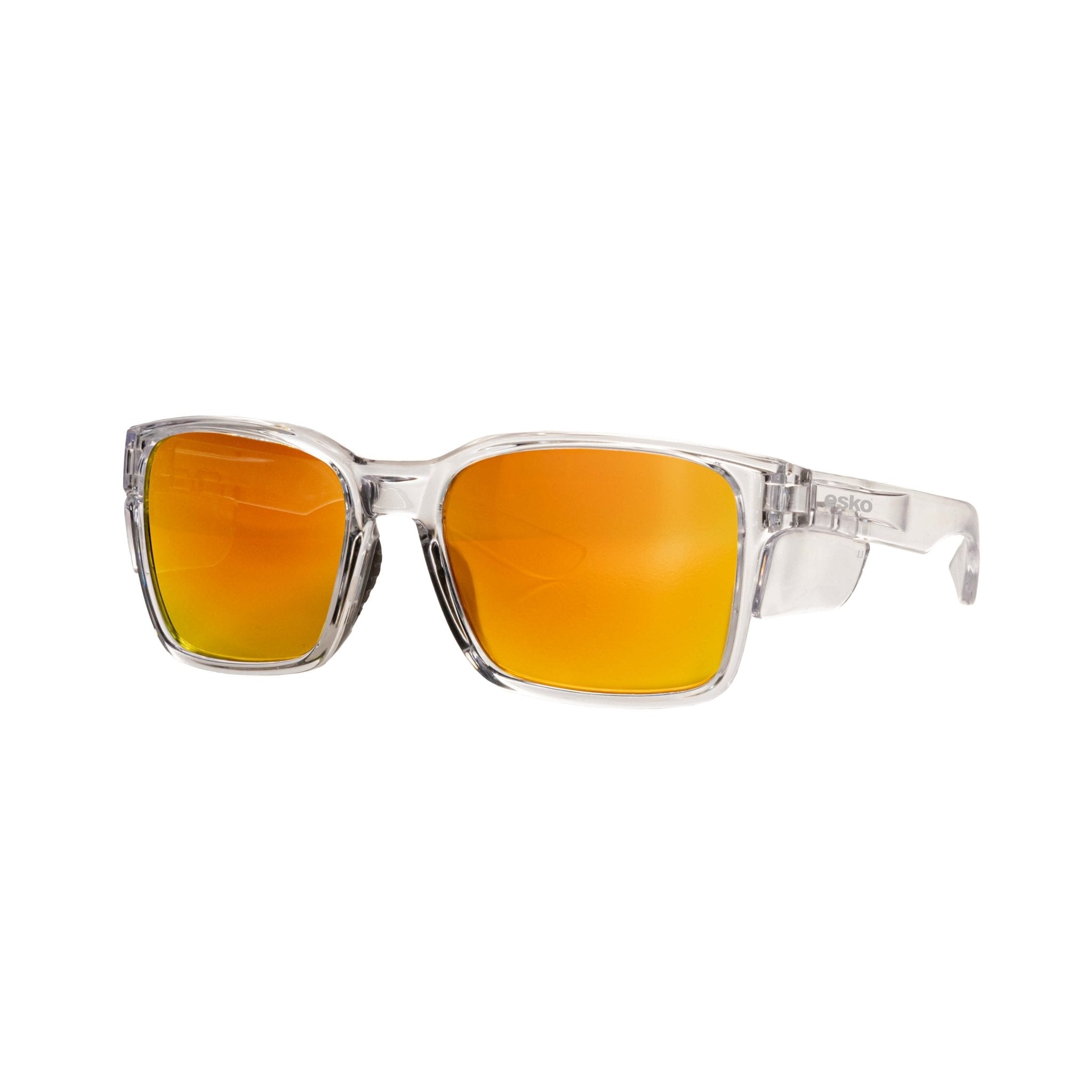 Raglan Clear Frame, Revo Orange-Red Mirror Lens With Anti-Fog, Uv400 Clear Side Shields, As/Nzs1337.1:2010. Surf Series - NZ Packaging