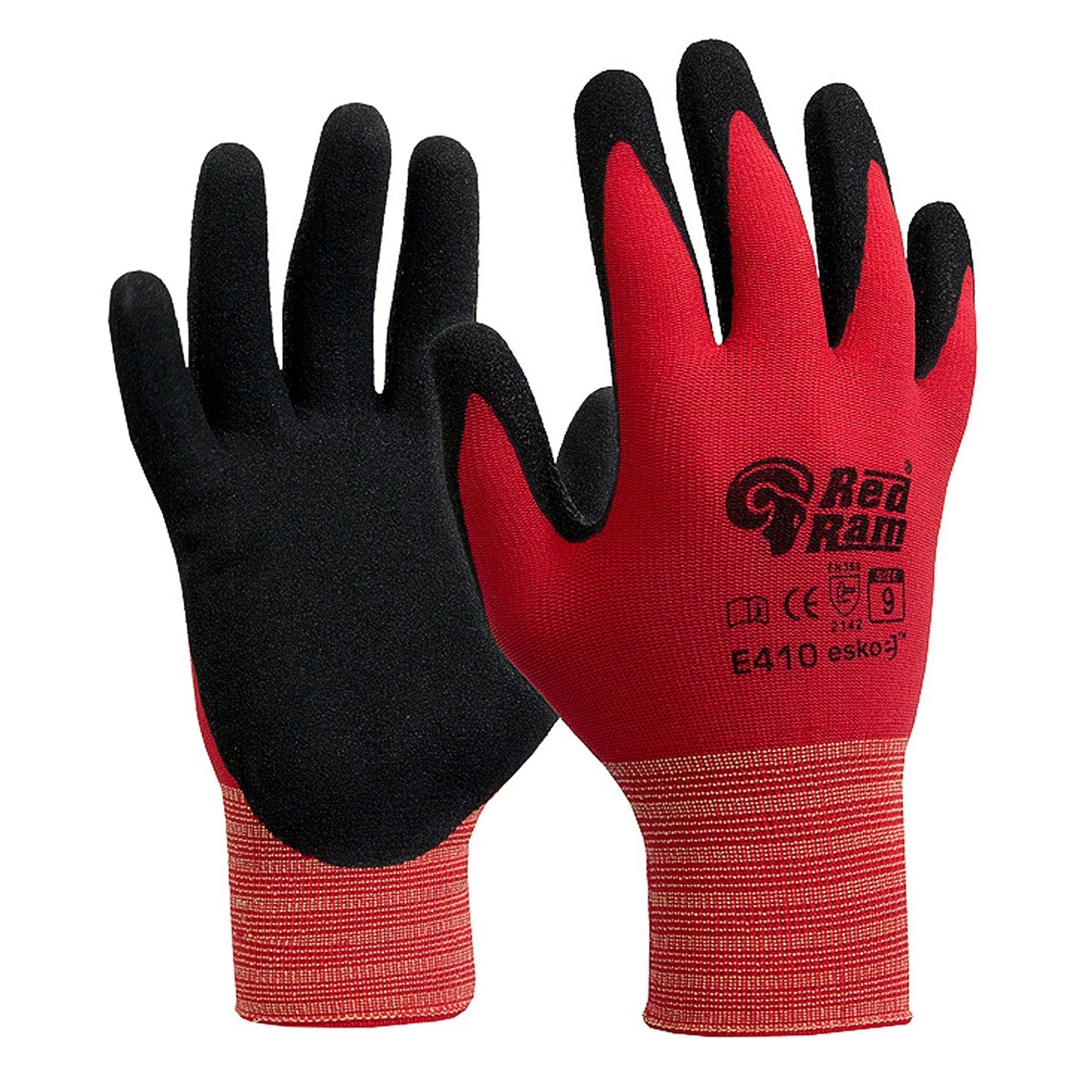 Red Ram Glove, Red Polyamide With Black Sandy Latex Coating - NZ Packaging