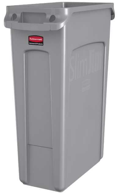 Rubbermaid SLIM JIM Container with Venting Channels 87L - Gray - NZ Packaging
