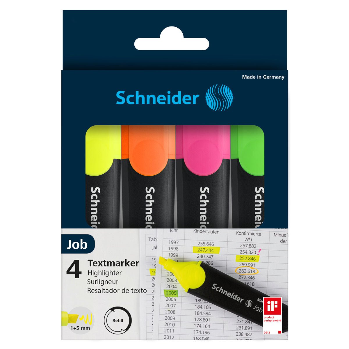 Schneider Highlighter Job assorted Wallet 4 pieces - NZ Packaging