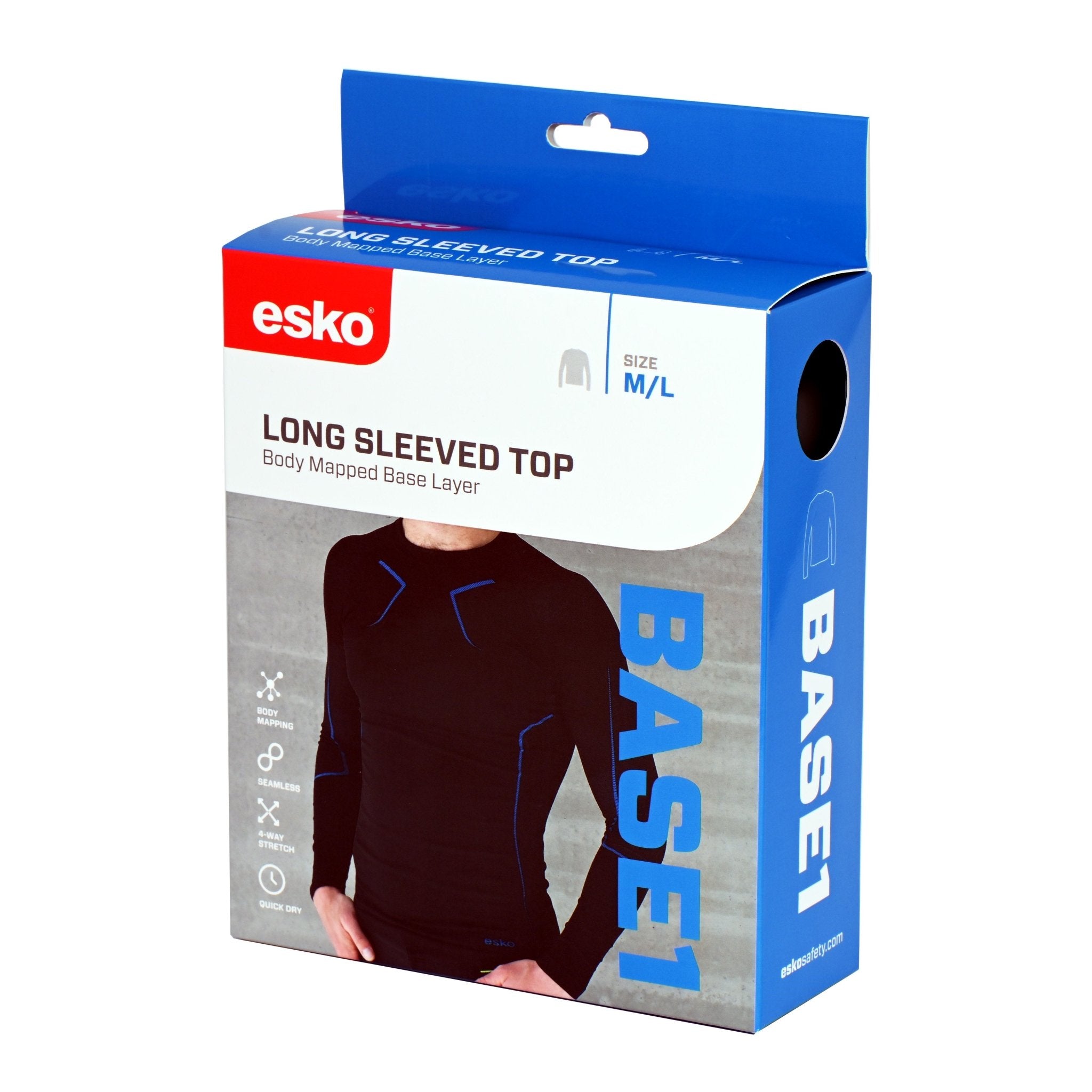 Seamless Long Sleeved, Round Neck Thermal Top. Black / Blue - NZ Packaging