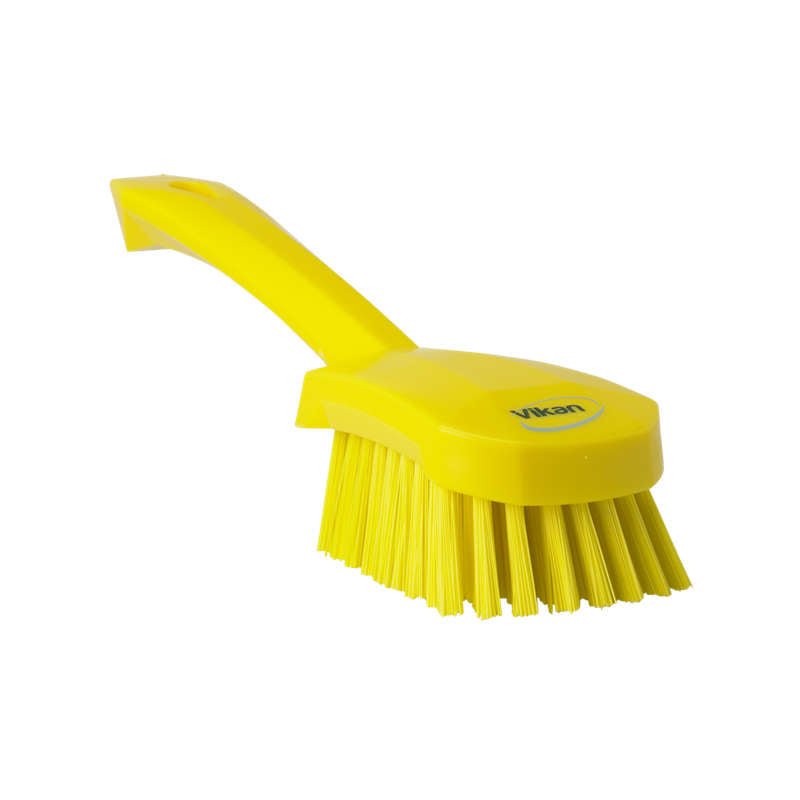 Short-Handled Brush, Yellow, 85mm X 270mm X 70mm, , Stiff Bristles - NZ Packaging