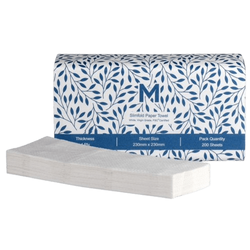 Slimfold Paper Towel, 1 Ply, White, 230mm x 230mm (4000) - NZ Packaging